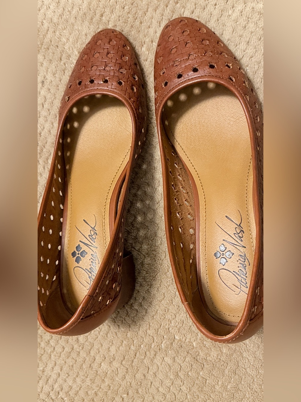 Patricia Nash Cognac Perforated Leather Heels